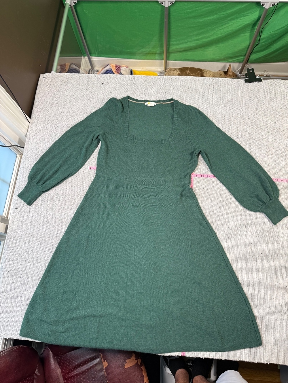 Boden UK 20L / US 16/18L Green Knit Long Sleeve Dress